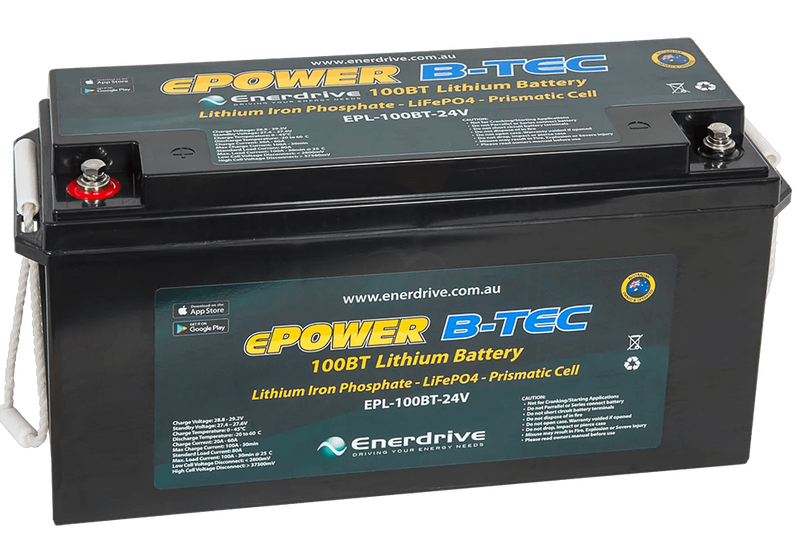 Enerdrive ePOWER 100AH 24V B-TEC Lithium Battery - Wa 4x4 Camping And Accessories 